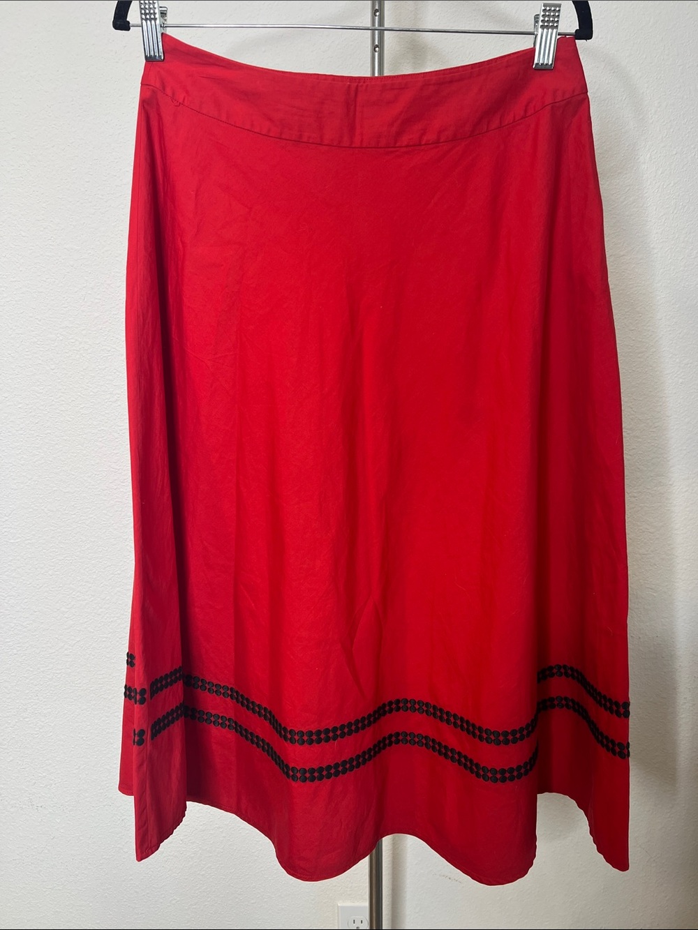 Talbots Red A-Line Skirt with Black Trim